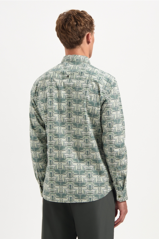 STRETCH SHIRT MET PRINT 29450701 052 DARK GREEN